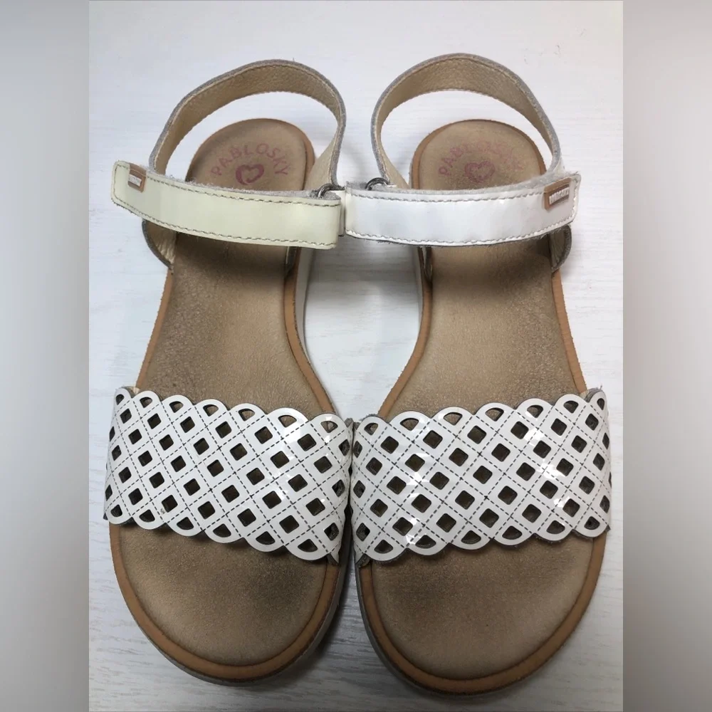 Pablosky Superflex  White Sandals Girls Size 36/ US 3 Strap